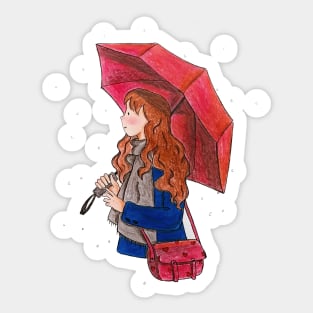 Girl with Umbrella Sticker